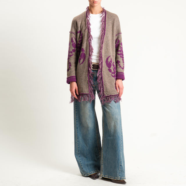 Zeroassoluto-Cardigan mohair fantasia scorpion DOUBLE FACE - malva/taupe