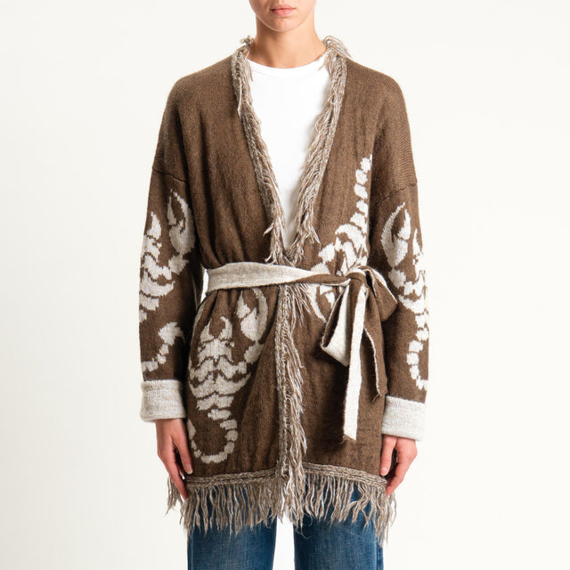 Zeroassoluto-Cardigan mohair fantasia scorpion DOUBLE FACE - moro/latte