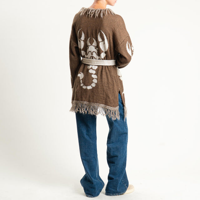 Zeroassoluto-Cardigan mohair fantasia scorpion DOUBLE FACE - moro/latte