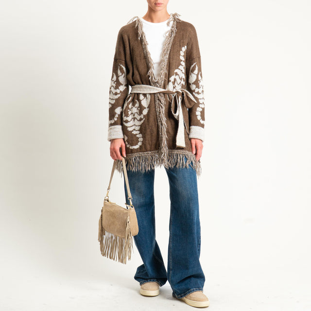 Zeroassoluto-Cardigan mohair fantasia scorpion DOUBLE FACE - moro/latte