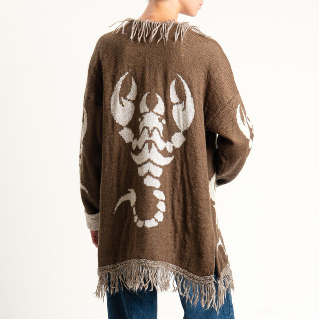 Zeroassoluto-Cardigan mohair fantasia scorpion DOUBLE FACE - moro/latte