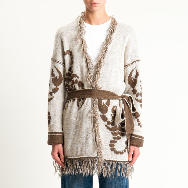 Zeroassoluto-Cardigan mohair fantasia scorpion DOUBLE FACE - moro/latte