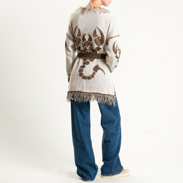 Zeroassoluto-Cardigan mohair fantasia scorpion DOUBLE FACE - moro/latte