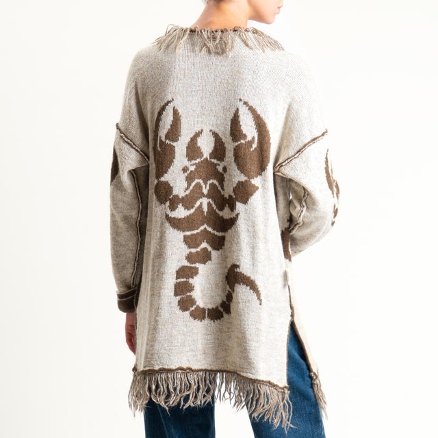 Zeroassoluto-Cardigan mohair fantasia scorpion DOUBLE FACE - moro/latte