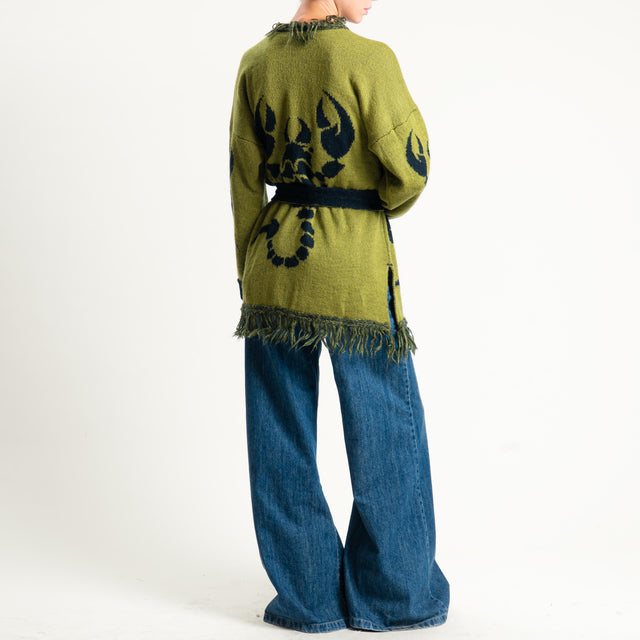 Zeroassoluto-Cardigan mohair fantasia scorpion DOUBLE FACE - olio/nero