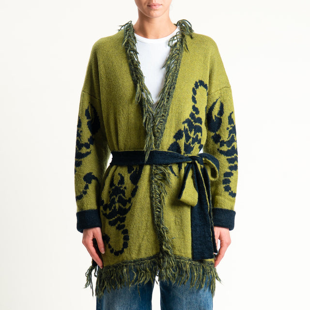 Zeroassoluto-Cardigan mohair fantasia scorpion DOUBLE FACE - olio/nero