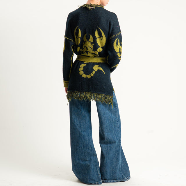 Zeroassoluto-Cardigan mohair fantasia scorpion DOUBLE FACE - olio/nero