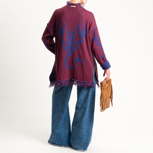 Zeroassoluto-Cardigan mohair fantasia scorpion DOUBLE FACE - blu/vino (B)