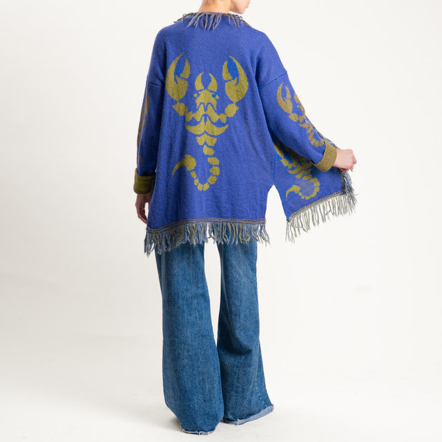 Zeroassoluto-Cardigan mohair fantasia scorpion DOUBLE FACE - indaco/olio (B)
