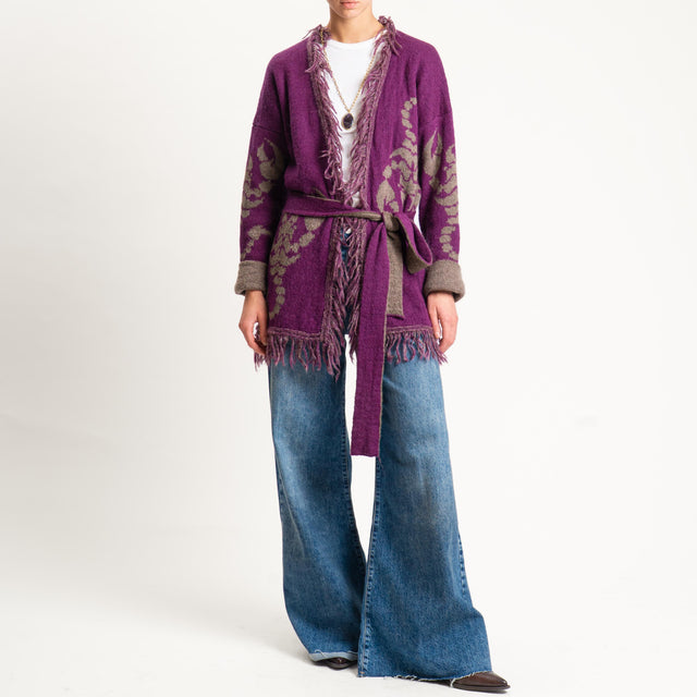 Zeroassoluto-Cardigan mohair fantasia scorpion DOUBLE FACE - malva/taupe (B)