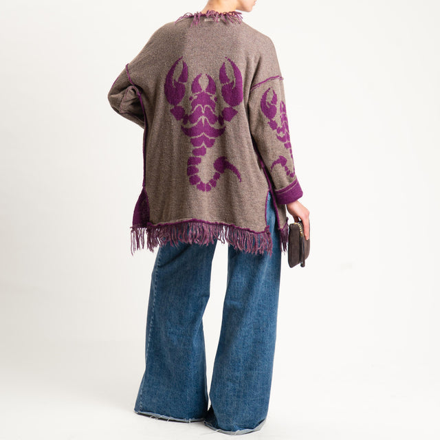 Zeroassoluto-Cardigan mohair fantasia scorpion DOUBLE FACE - malva/taupe (B)