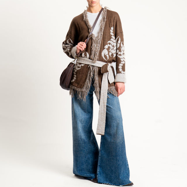 Zeroassoluto-Cardigan mohair fantasia scorpion DOUBLE FACE - moro/latte (B)