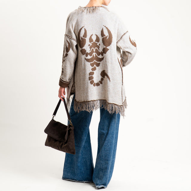 Zeroassoluto-Cardigan mohair fantasia scorpion DOUBLE FACE - moro/latte (B)