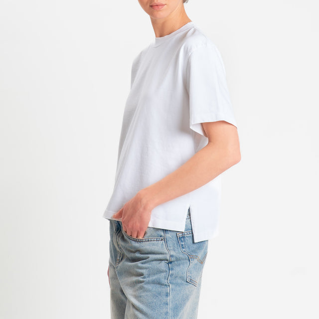 Zeroassoluto-T-shirt doppio filo superior fabric con spacchi laterali - latte