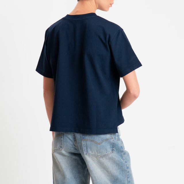 Zeroassoluto-T-shirt doppio filo superior fabric con spacchi laterali - blu