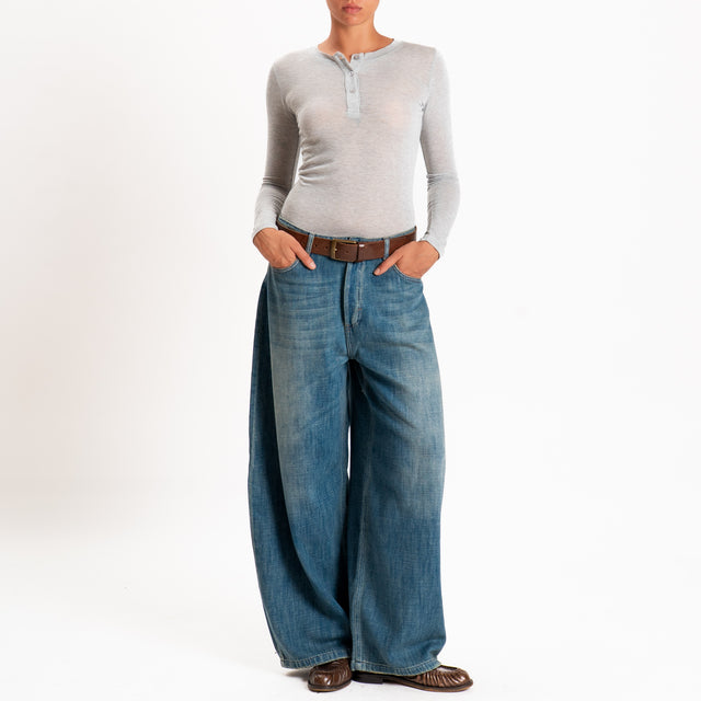 Zeroassoluto-T-shirt serafino misto cashmere - perla melange