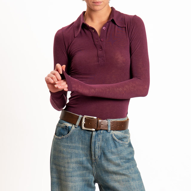 Zeroassoluto-T-shirt a polo misto Cashmere - Bordeaux