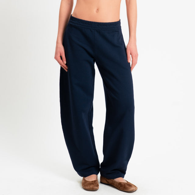 Zeroassoluto-Pantalone in felpa barrel fit stone wash high quality - blu