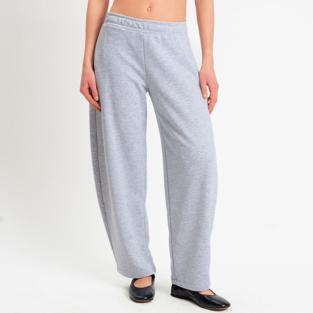 Zeroassoluto-Pantalone in felpa barrel fit stone wash high quality - grey