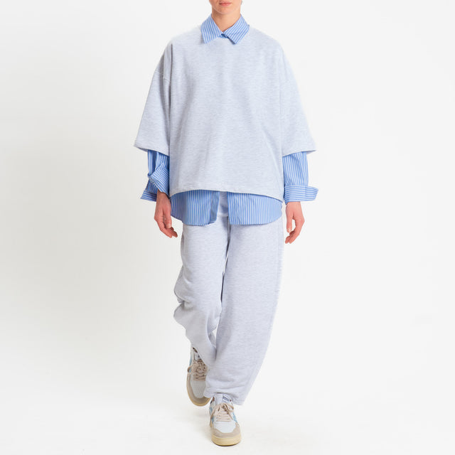 Zeroassoluto-Pantalone in felpa barrel fit stone wash high quality - light grey