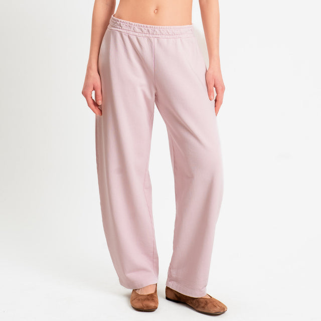 Zeroassoluto-Pantalone in felpa barrel fit stone wash - light pink