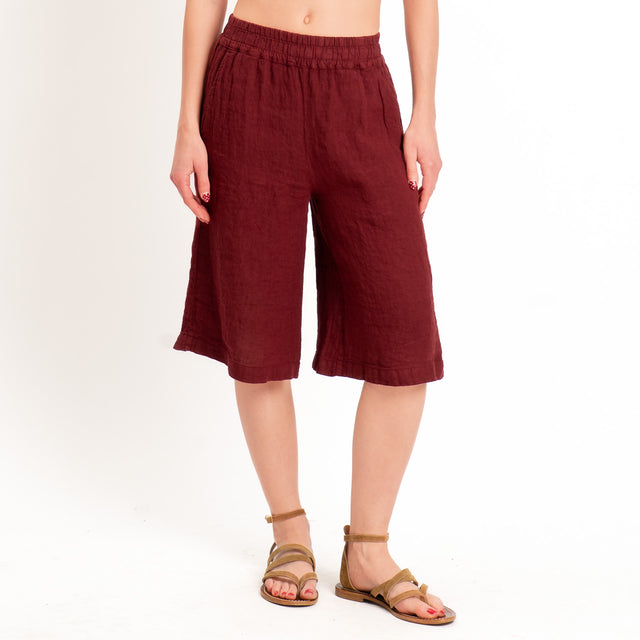Zeroassoluto-Bermuda elastico in vita 100% lino premium washed - india