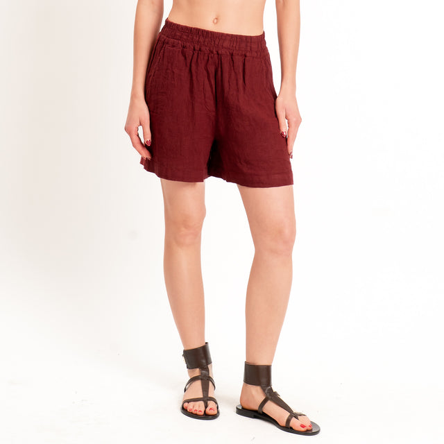 Zeroassoluto-Shorts elastico in vita 100% lino premium washed - india