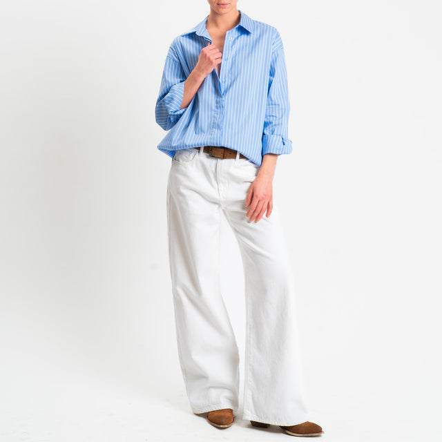 Zeroassoluto-Camicia over a righe bottoni dietro - celeste/bianco