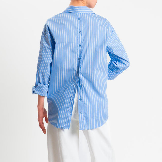 Zeroassoluto-Camicia over a righe bottoni dietro - celeste/bianco