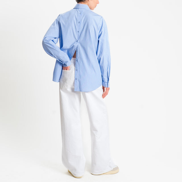 Zeroassoluto-Camicia over a righe bottoni dietro - celeste/bianco