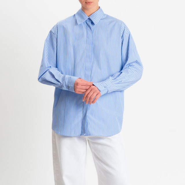 Zeroassoluto-Camicia over a righe bottoni dietro - celeste/bianco
