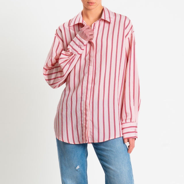 Zeroassoluto-Camicia over a righe bottoni dietro - rosa/india
