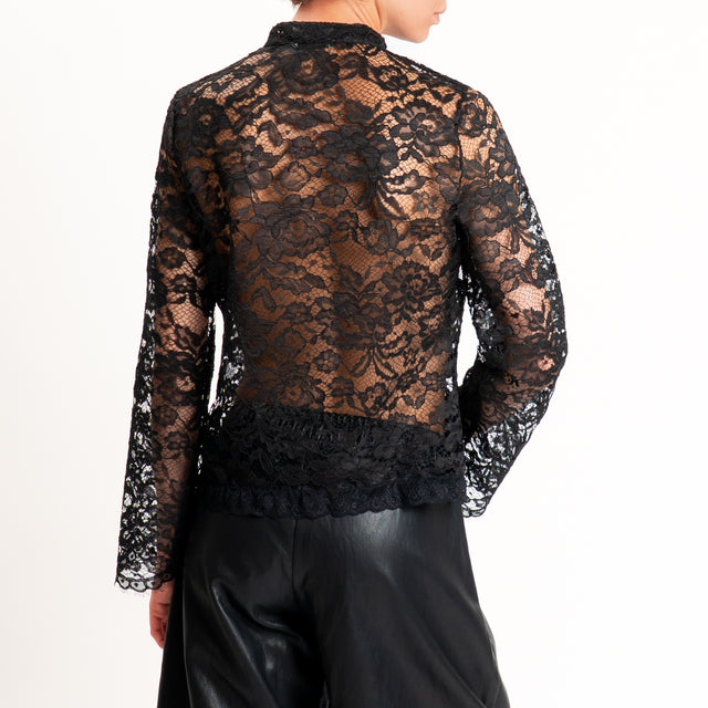 Zeroassoluto-Giacca camicia in pizzo - nero