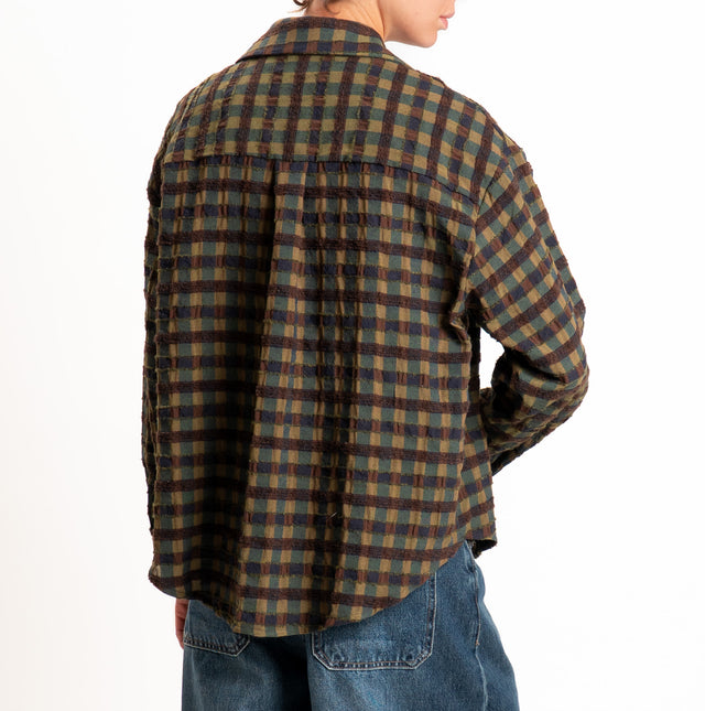 Zeroassoluto-Camicia fantasia quadri - olio/moro/blu