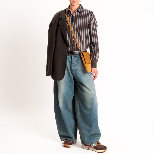 Zeroassoluto-Camicia righe - choco/azzurro