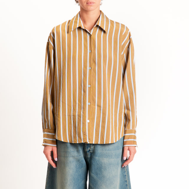 Zeroassoluto-Camicia righe - senape/azzurro