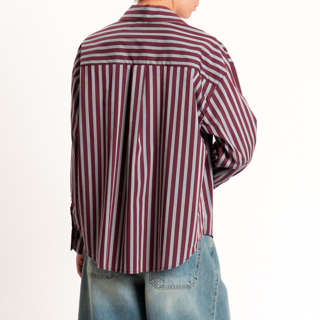 Zeroassoluto-Camicia righe - vino/azzurro