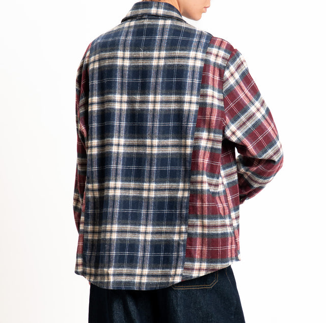 Zeroassoluto-Camicia check over in flanella - blu/vino/burro
