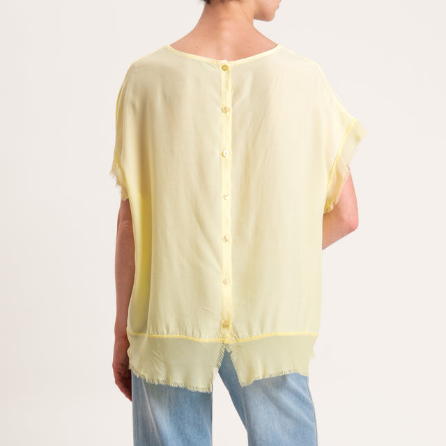 Zeroassoluto-Blusa in viscosa bordi sfrangiati - mimosa