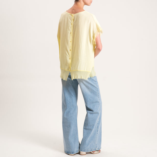 Zeroassoluto-Blusa in viscosa bordi sfrangiati - mimosa