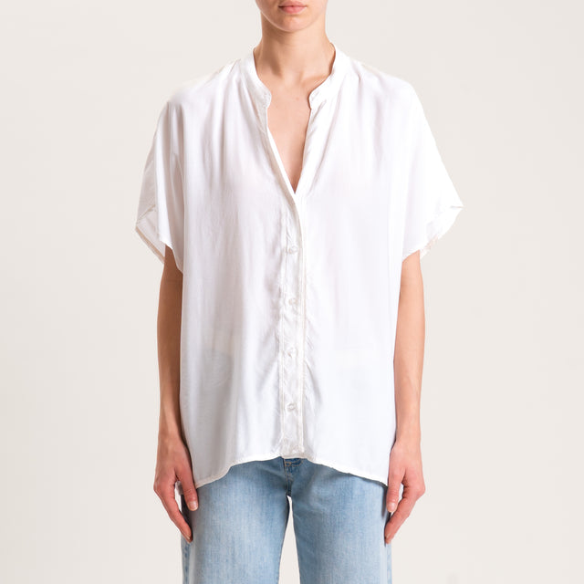 Zeroassoluto-Camicia collo coreana mezza manica - panna