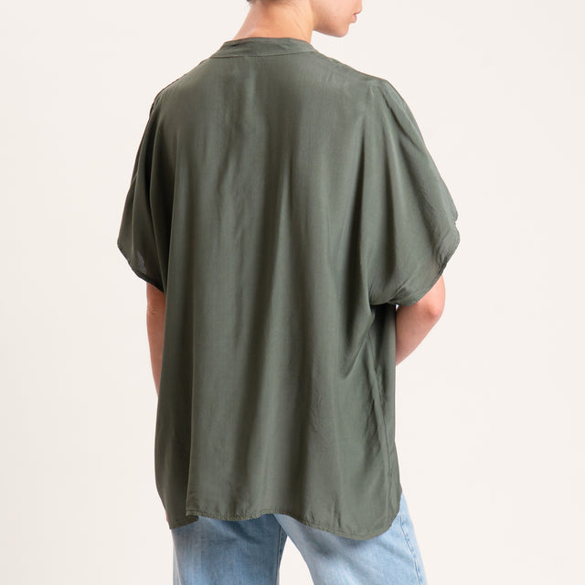 Camisa de cuello coreano Zeroassoluto de media manga - estilo militar