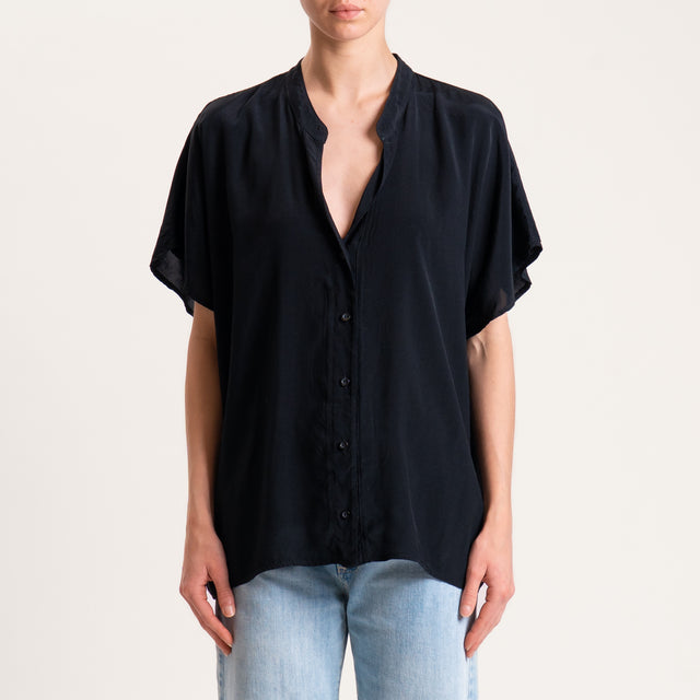 Zeroassoluto-Camicia collo coreana mezza manica - nero