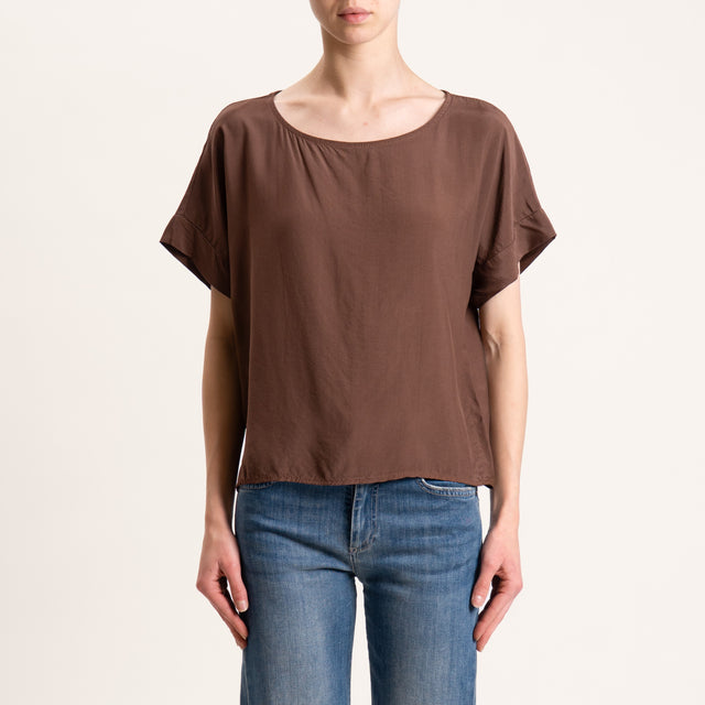Zeroassoluto-Blusa scatolina 100% viscosa - cocoa