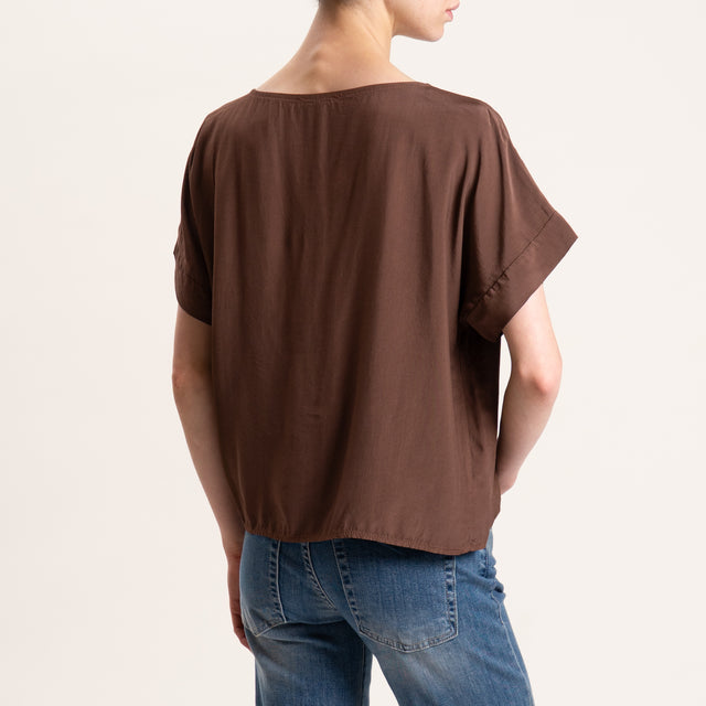 Zeroassoluto-Blusa scatolina 100% viscosa - cocoa