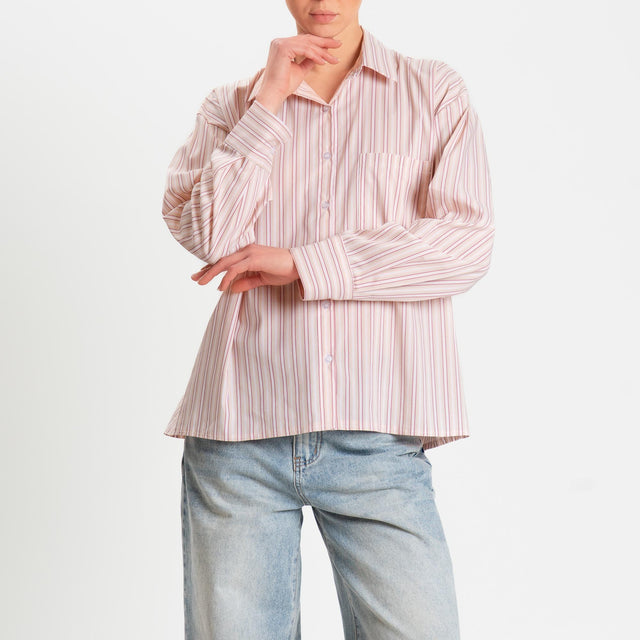 Zeroassoluto-Camicia a righe - pink/sabbia/india