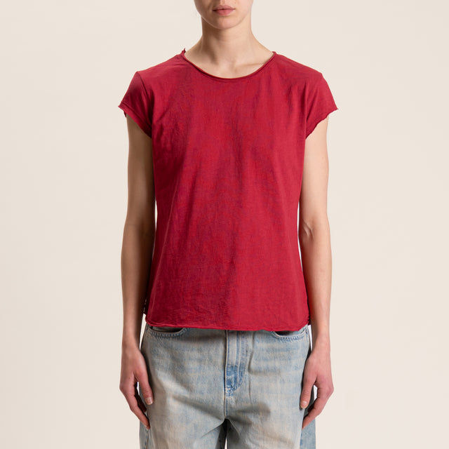 Zeroassoluto-T-shirt mezza manica taglio vivo - india