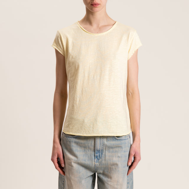 Zeroassoluto-T-shirt mezza manica taglio vivo - mimosa