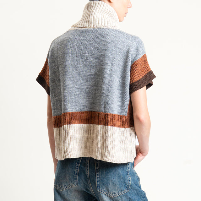 Zeroassoluto-Maglia collo alto misto alpaca - casha/grigio/coccio