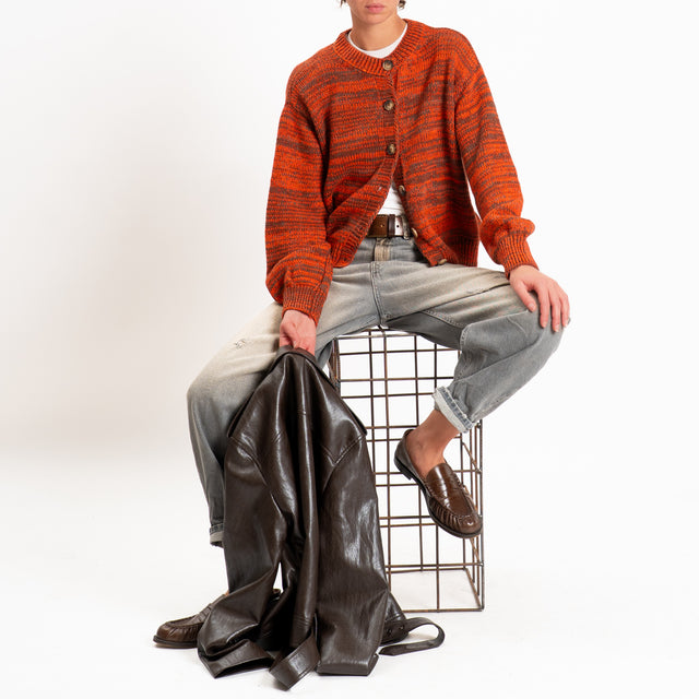 Zeroassoluto-Cardigan misto alpaca - corallo/militare